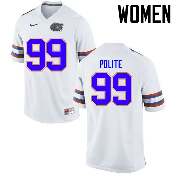 NCAA Florida Gators Jachai Polite Women's #99 Nike White Stitched Authentic College Football Jersey PCG1064WV